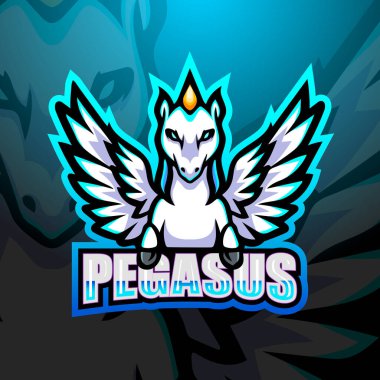Pegasus maskot esport logo tasarımının vektör illüstrasyonu