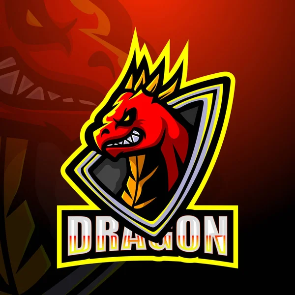 Ilustración Vectorial Del Diseño Del Logo Dragon Mascot Esport — Vector de stock