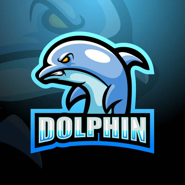 Dolphin Mascota Esport Logo Design — Vector de stock