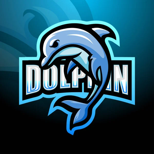 Dolphin Mascota Esport Logo Design — Vector de stock