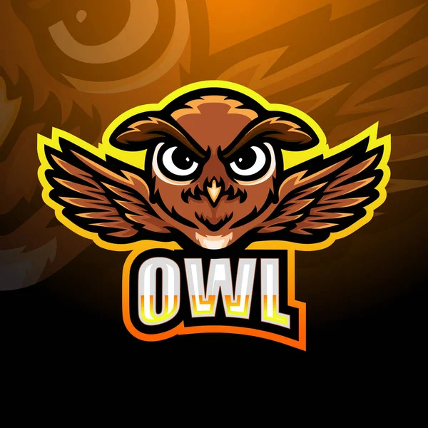 Baykuş Maskotu Esport Logosu Tasarımı — Stok Vektör