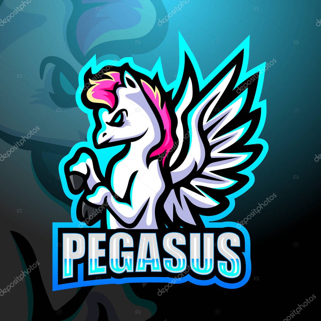 Vector illustration of Pegasus mascot esport logo design