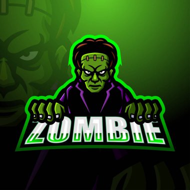 Zombi maskotu esport logosunun vektör çizimi