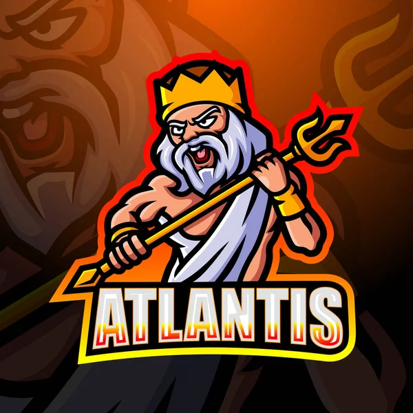Vektor Illustration Atlantis Maskot Esport Logotyp Design — Stock vektor