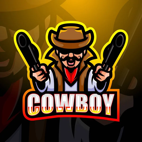 Vektorillustration Des Cowboy Maskottchens Esport Logo Design — Stockvektor