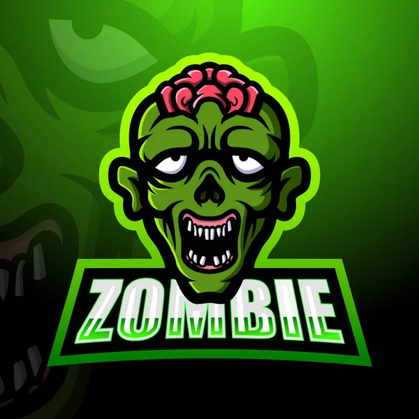 Ilustração Vetorial Design Logotipo Esport Mascote Zumbi —  Vetores de Stock