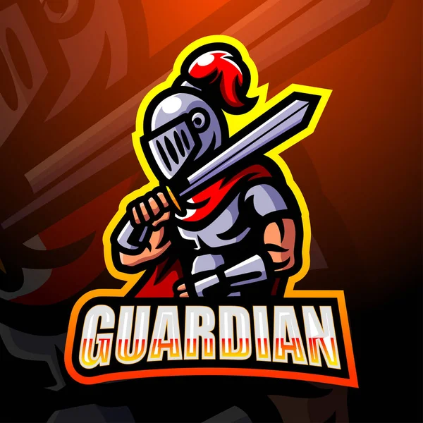 Vektorillustration Des Guardian Maskottchens Esport Logo Design — Stockvektor