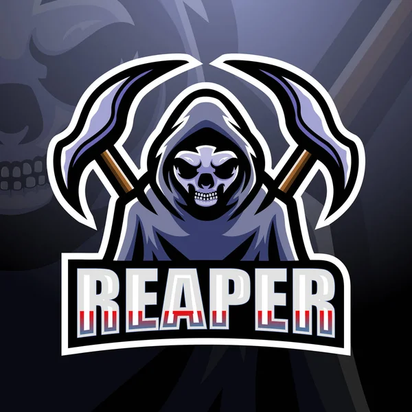 Vector Illustration Reaper Skull Mascot Esport Logo Design — Stock Vector