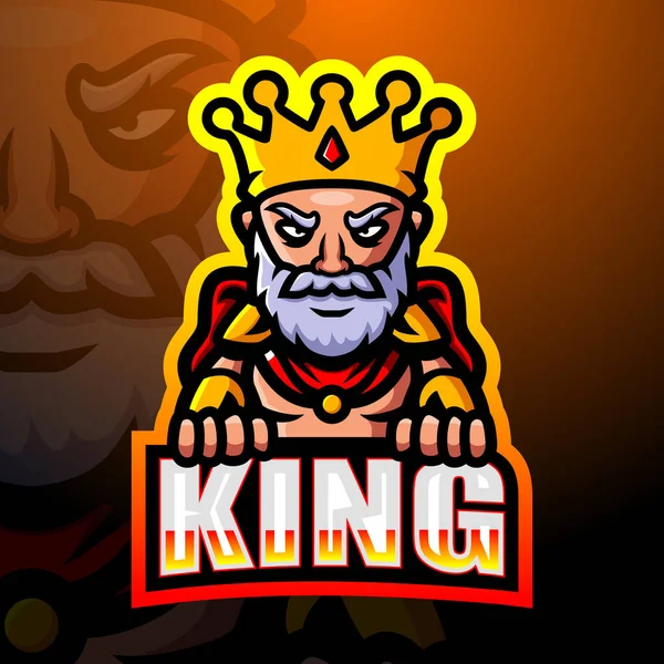 Illustrazione Vettoriale Del Disegno Del Logo Della Mascotte King Esport — Vettoriale Stock