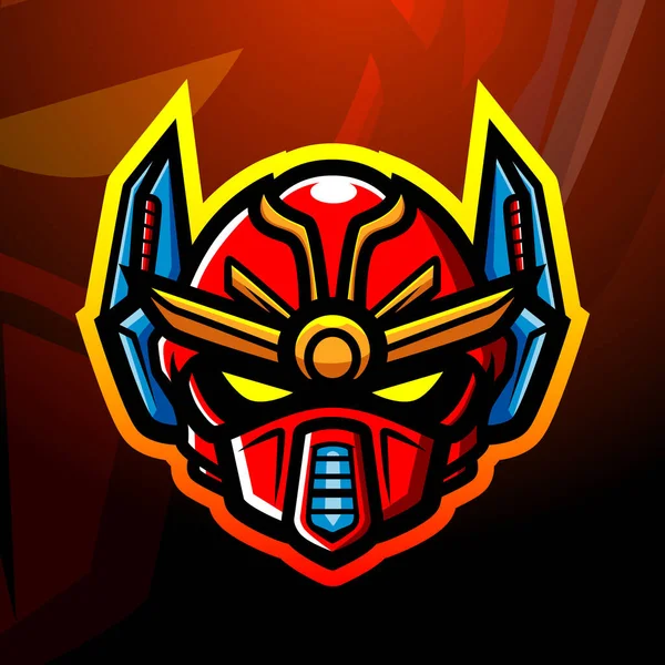 Robotik maskot esport logo tasarımının vektör illüstrasyonu