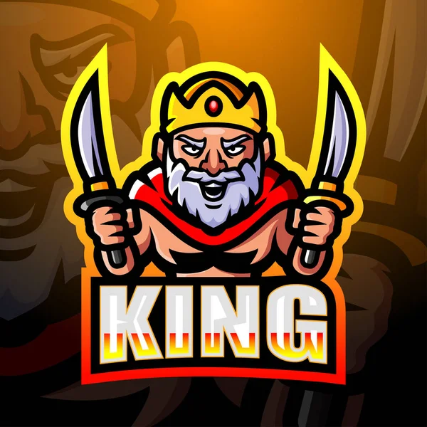 Vector Illustratie Van King Mascotte Esport Logo Ontwerp — Stockvector