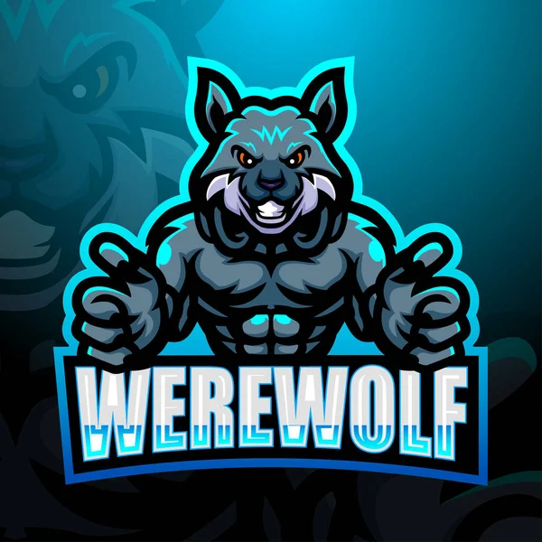 Vektorillustration Des Werwolf Maskottchens Esport Logo Design — Stockvektor