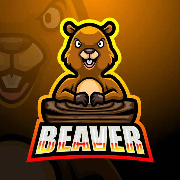 Vector Illustration Beaver Mascot Esport Logo Design — 스톡 벡터