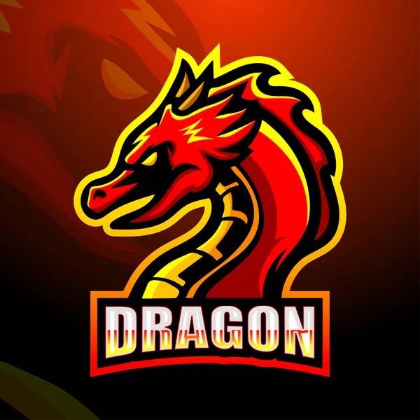 Ilustración Vectorial Del Diseño Del Logo Dragon Mascot Esport — Vector de stock