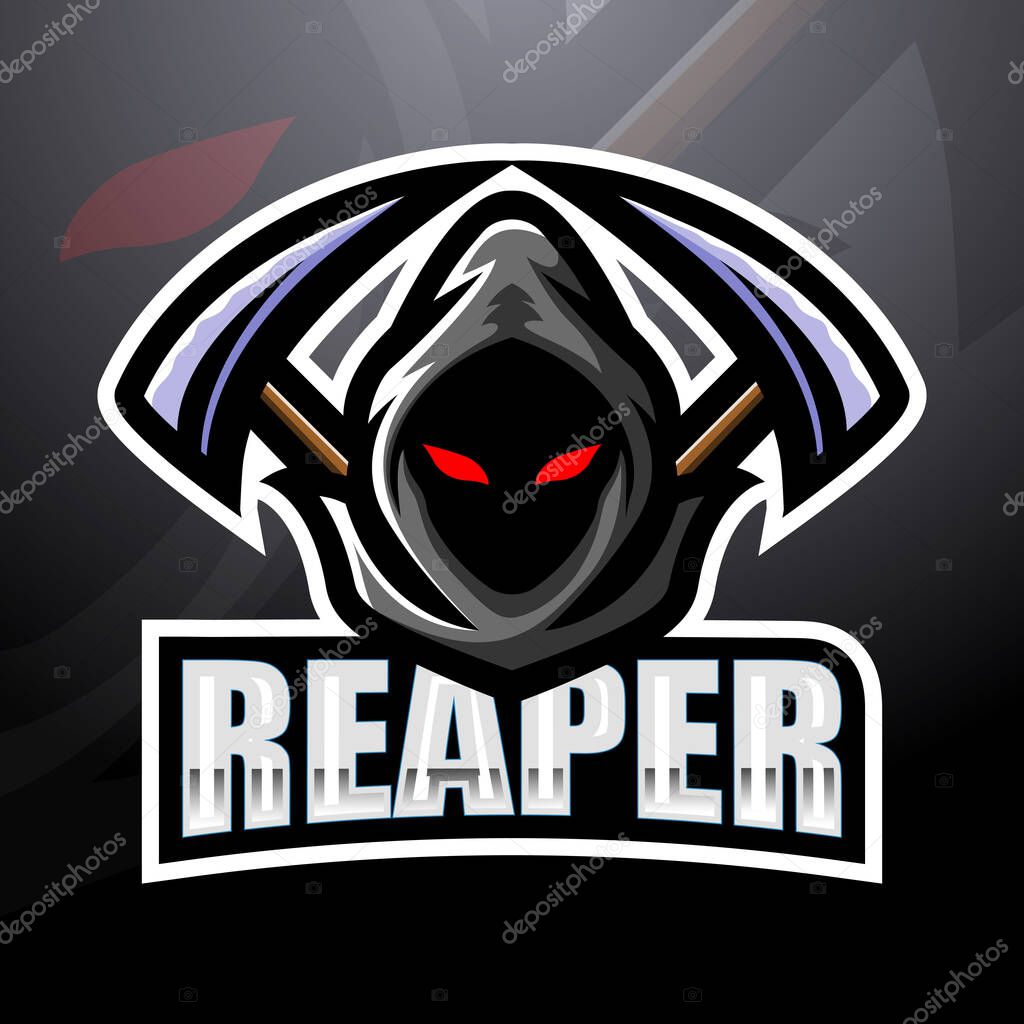 Vector illustration of Reaper skull mascot esport logo design