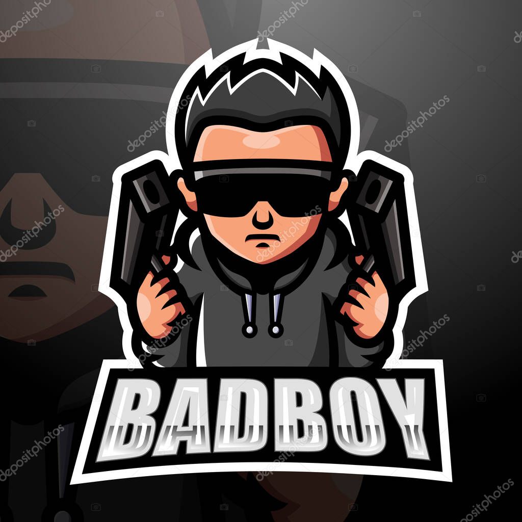 Vector illustration of Bad boy mascot esport logo design