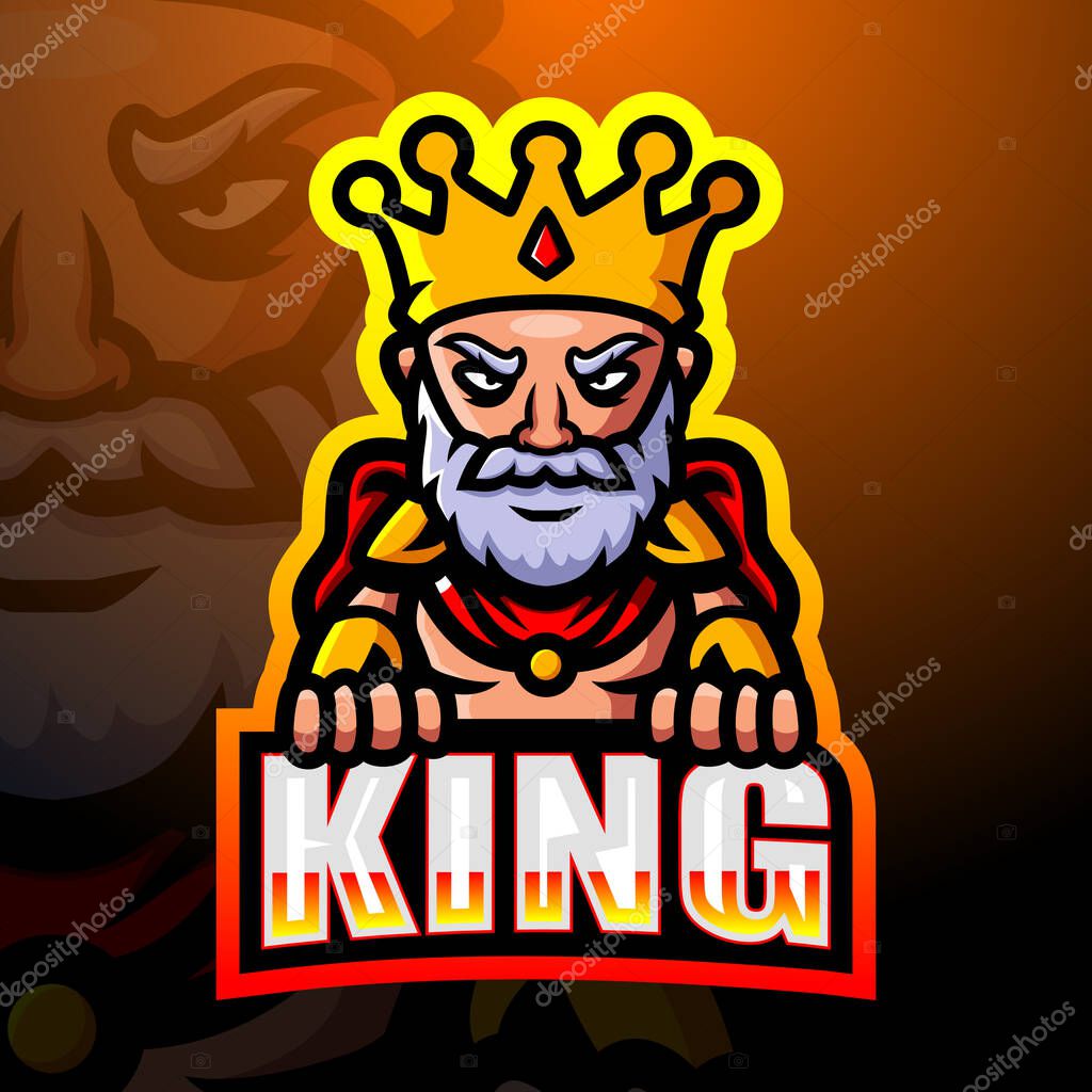 Vector illustration of King mascot esport logo design