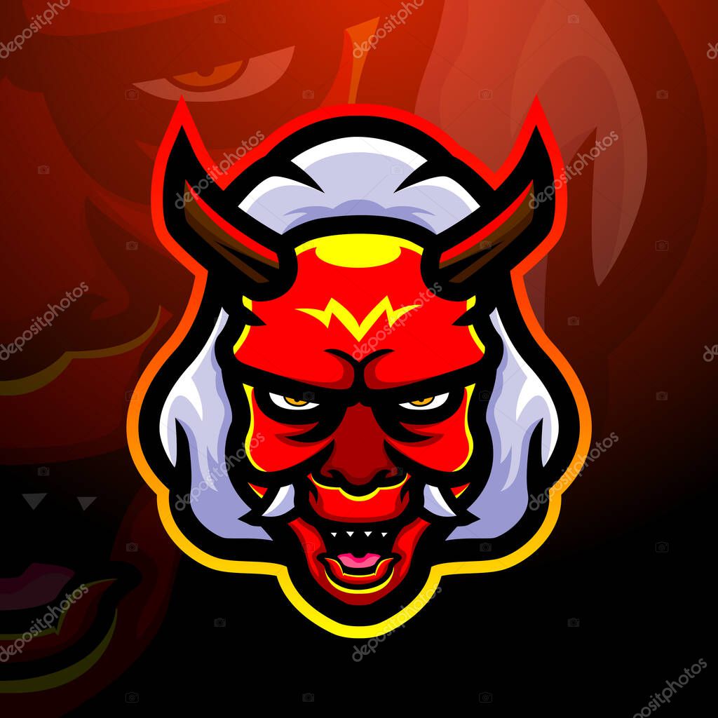 Vector illustration of Oni head mascot esport logo design