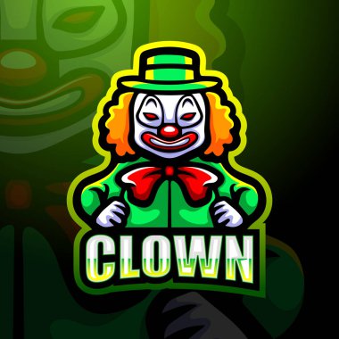 Palyaço maskot esport logosunun vektör çizimi