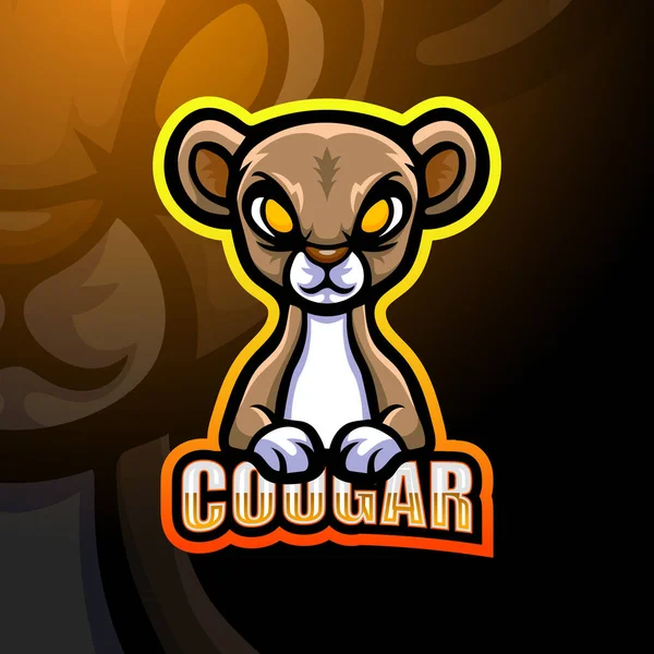 Vector Illustration Cougar Mascot Esport Logo Design — 스톡 벡터