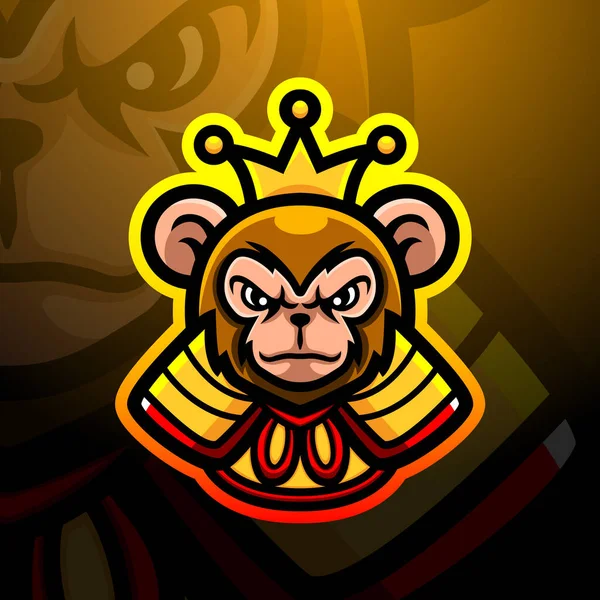 Vektor Illustration Monkey Kung Maskot Esport Logotyp Design — Stock vektor