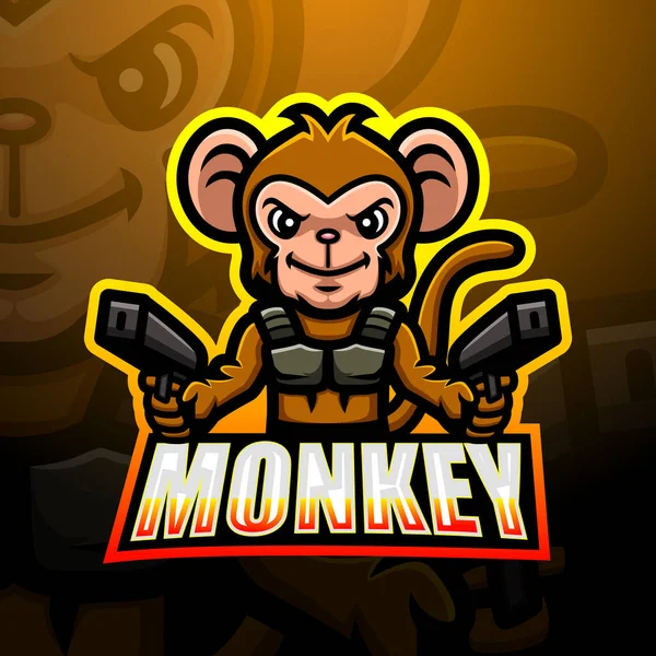 Ilustração Vetorial Projeto Logotipo Esport Mascote Macaco —  Vetores de Stock
