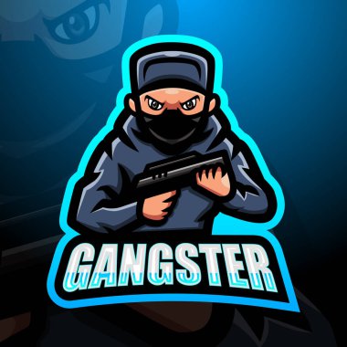 Gangster maskotu esport logo tasarımının vektör illüstrasyonu