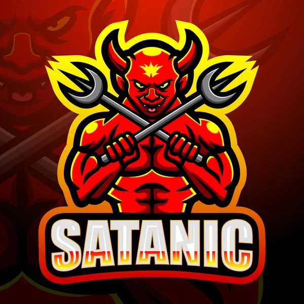 Wektorowa Ilustracja Szatańskiego Projektu Logo Esportu Maskotki — Wektor stockowy