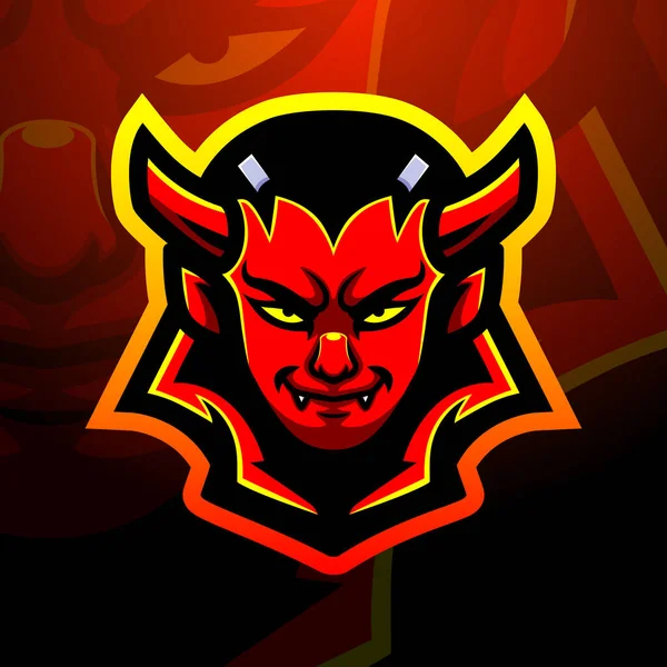 Wektor Ilustracja Satanistycznej Głowy Maskotki Esport Projekt Logo — Wektor stockowy