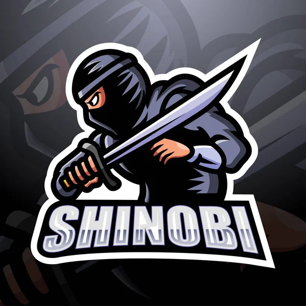 Shinobi Maskot Esport Logo Tasarımının Vektör Çizimi — Stok Vektör