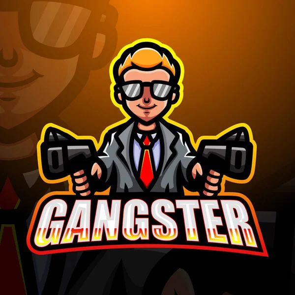 Ilustração Vetorial Design Logotipo Esport Mascote Gangster — Vetor de Stock