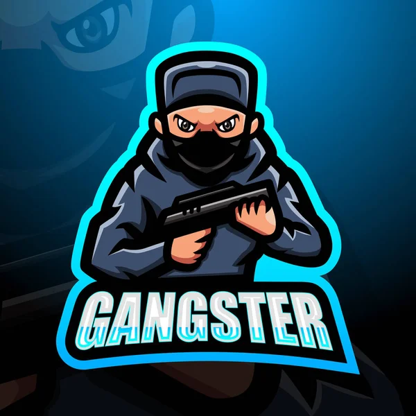 Ilustração Vetorial Design Logotipo Esport Mascote Gangster — Vetor de Stock