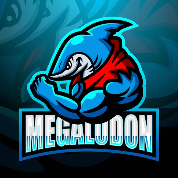 Εικονογράφηση Διάνυσμα Του Σχεδιασμού Λογότυπο Esport Μασκότ Megalodon — Διανυσματικό Αρχείο