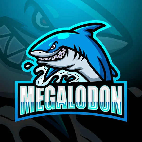 Vektorová Ilustrace Designu Loga Megalodon Maskot Esport — Stockový vektor