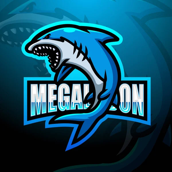 Ilustración Vectorial Del Diseño Del Logotipo Del Esport Mascota Megalodon — Vector de stock