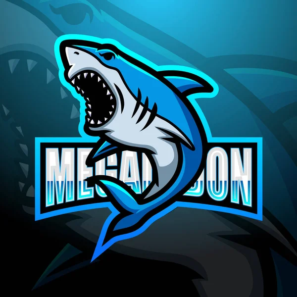 Ilustración Vectorial Del Diseño Del Logotipo Del Esport Mascota Megalodon — Vector de stock
