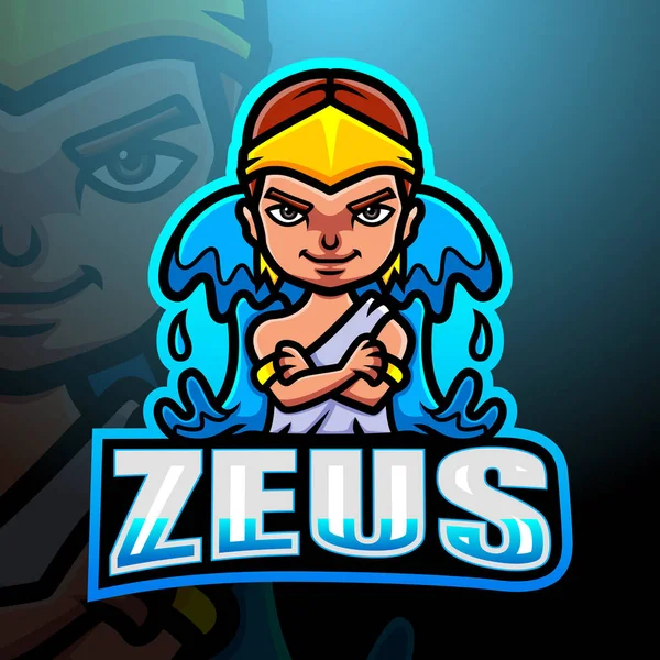 Vector Illustratie Van Zeus Mascotte Esport Logo Ontwerp — Stockvector