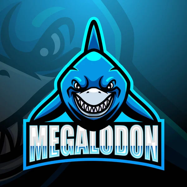 Ilustración Vectorial Del Diseño Del Logotipo Del Esport Mascota Megalodon — Vector de stock