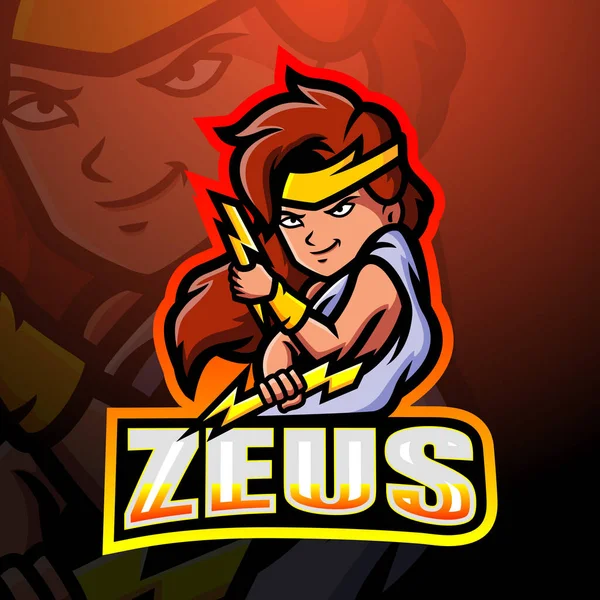 Vector Illustratie Van Zeus Mascotte Esport Logo Ontwerp — Stockvector