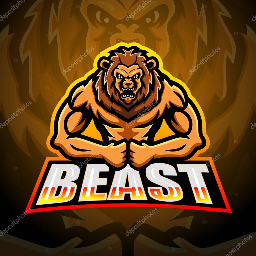 Lion mascot esport logo design