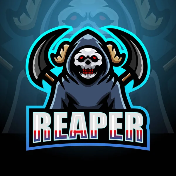 Reaper Totenkopf Maskottchen Esport Logo Design — Stockvektor