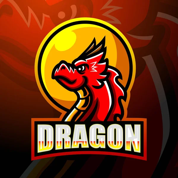 Dragon Mascotte Esport Logo Design — Vettoriale Stock