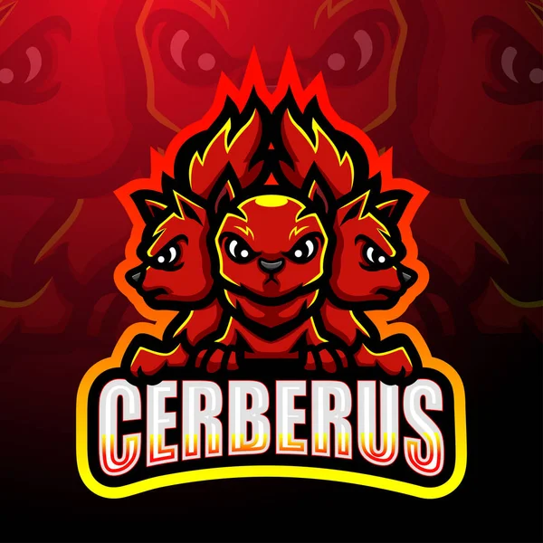 Cerberus Maskot Esport Logosu Tasarımı — Stok Vektör