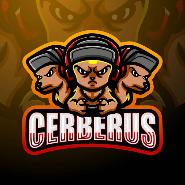 Cerberus Mascotte Esport Logo Ontwerp — Stockvector