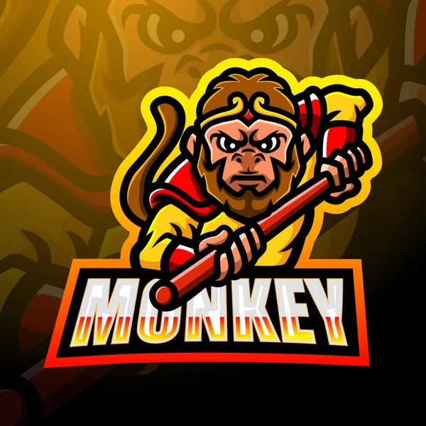 Σχεδιασμός Λογότυπου Esport Μασκότ Μαϊμού — Διανυσματικό Αρχείο