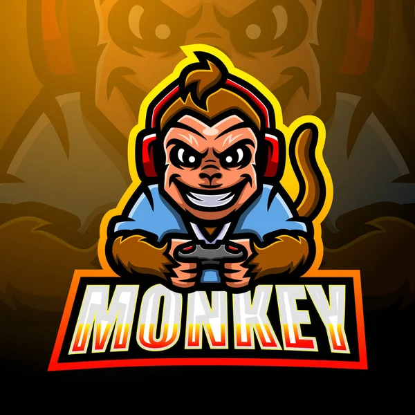 Mono Mascota Esport Logo Design — Vector de stock