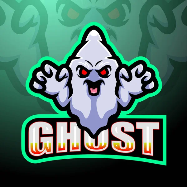 Fantasma Mascote Jogo Esport Logotipo Design —  Vetores de Stock