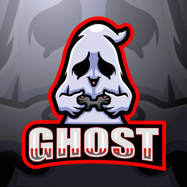 Ghost Spel Maskot Esport Logotyp Design — Stock vektor