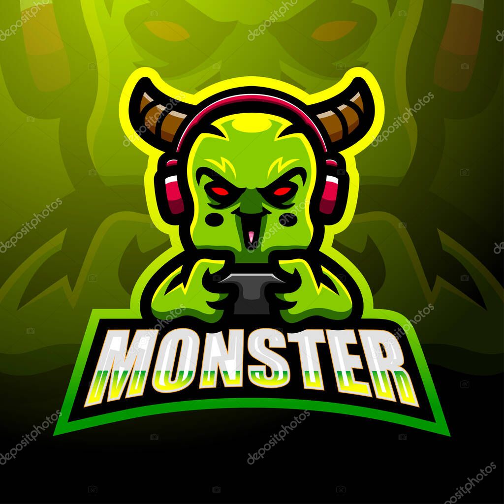 Cute monster mascot logo design