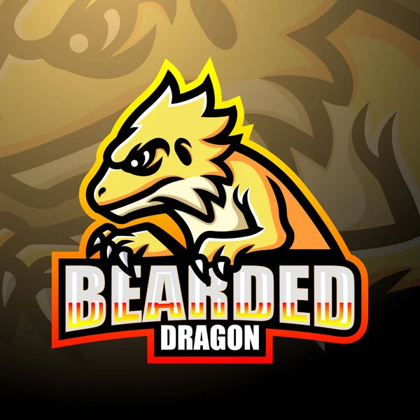 Dragón Barbudo Esport Logo Mascota — Vector de stock